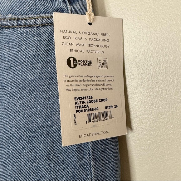 New ETICA Altin Loose Fit Crop Distressed Jean Size 26 - Picture 4 of 7